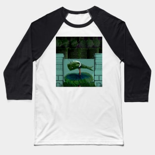 Alabaster the Cat and the Topiary Whale Night Version Baseball T-Shirt